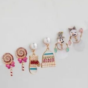 🆕☃️ Holiday Mr. Mrs. Snowman Lollipop Hat Mitten Stud Earring Set NWT Torrid New